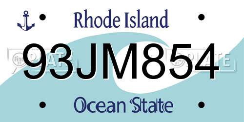 93JM854 Rhode Island License Plate
