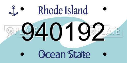 940192 Rhode Island License Plate