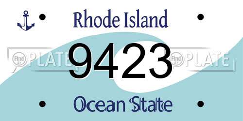 9423 Rhode Island License Plate