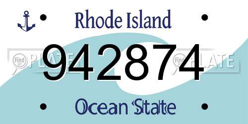 942874 Rhode Island License Plate