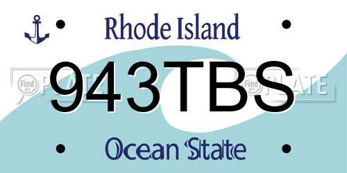 943TBS Rhode Island License Plate