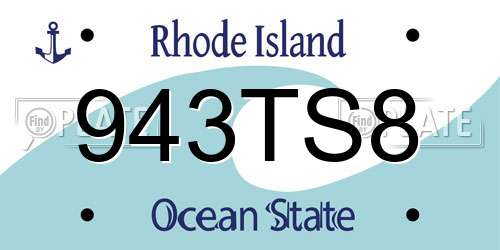 943TS8 Rhode Island License Plate
