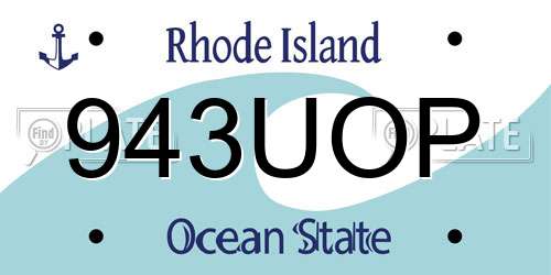 943UOP Rhode Island License Plate