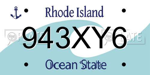 943XY6 Rhode Island License Plate