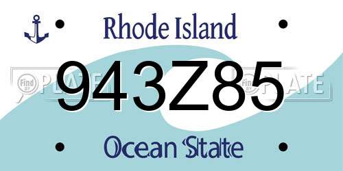 943Z85 Rhode Island License Plate