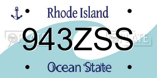 943ZSS Rhode Island License Plate