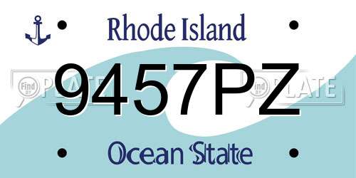 9457PZ Rhode Island License Plate