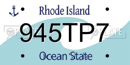 945TP7 Rhode Island License Plate