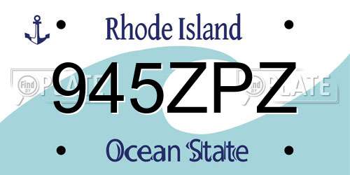 945ZPZ Rhode Island License Plate