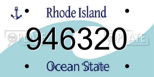 946320 Rhode Island License Plate