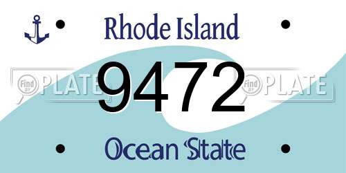 9472 Rhode Island License Plate