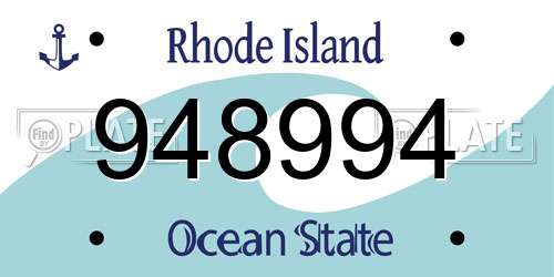 948994 Rhode Island License Plate