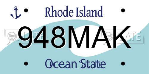 948MAK Rhode Island License Plate