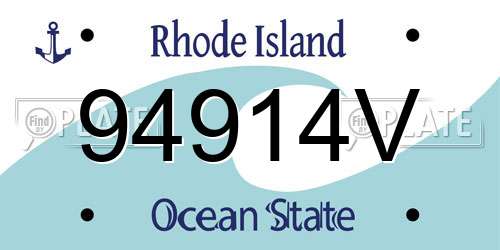 94914V Rhode Island License Plate