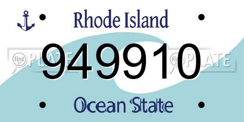 949910 Rhode Island License Plate