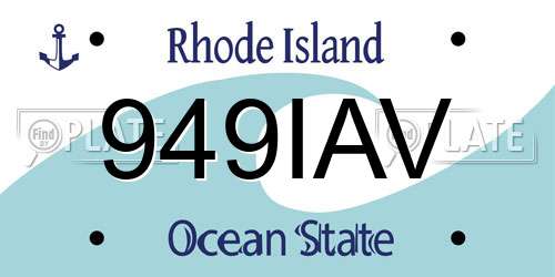 949IAV Rhode Island License Plate