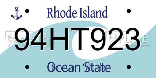 94HT923 Rhode Island License Plate
