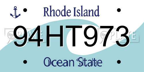 94HT973 Rhode Island License Plate
