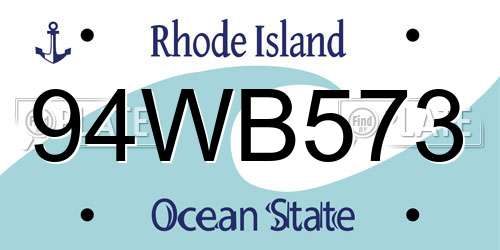 94WB573 Rhode Island License Plate