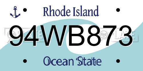 94WB873 Rhode Island License Plate