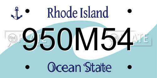 950M54 Rhode Island License Plate