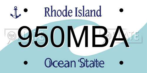 950MBA Rhode Island License Plate