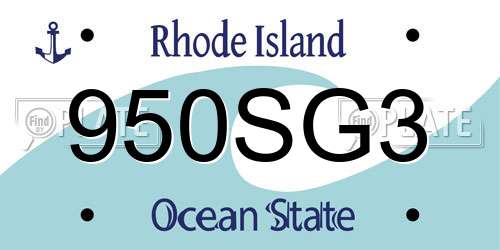 950SG3 Rhode Island License Plate