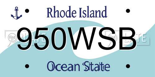 950WSB Rhode Island License Plate