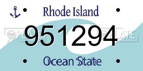 951294 Rhode Island License Plate