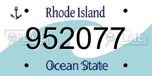 952077 Rhode Island License Plate
