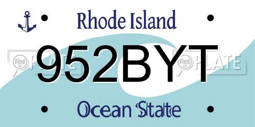 952BYT Rhode Island License Plate