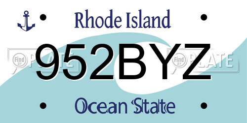 952BYZ Rhode Island License Plate