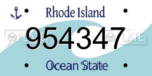 954347 Rhode Island License Plate