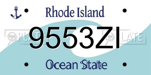 9553ZI Rhode Island License Plate