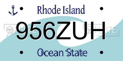 956ZUH Rhode Island License Plate