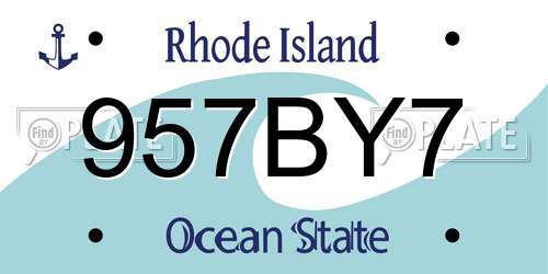 957BY7 Rhode Island License Plate