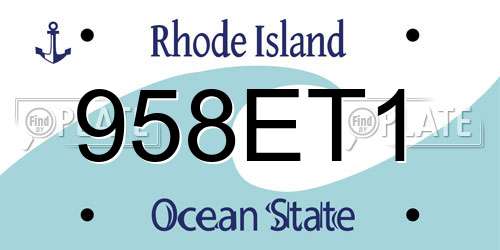 958ET1 Rhode Island License Plate