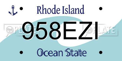 958EZI Rhode Island License Plate