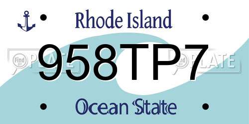 958TP7 Rhode Island License Plate
