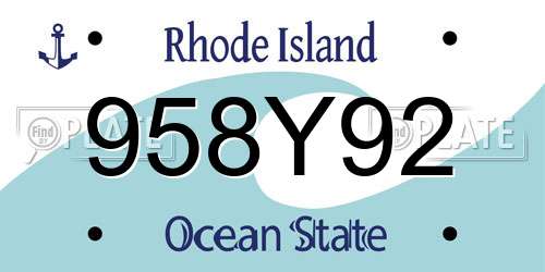 958Y92 Rhode Island License Plate
