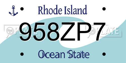 958ZP7 Rhode Island License Plate