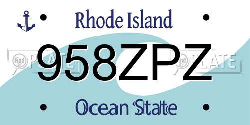 958ZPZ Rhode Island License Plate