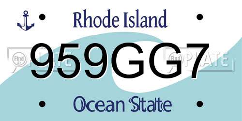 959GG7 Rhode Island License Plate