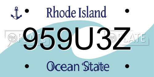 959U3Z Rhode Island License Plate