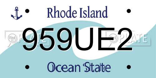 959UE2 Rhode Island License Plate