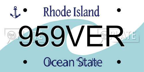 959VER Rhode Island License Plate