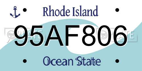 95AF806 Rhode Island License Plate