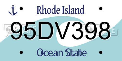 95DV398 Rhode Island License Plate