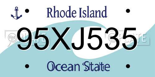 95XJ535 Rhode Island License Plate