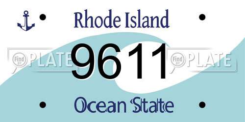 9611 Rhode Island License Plate